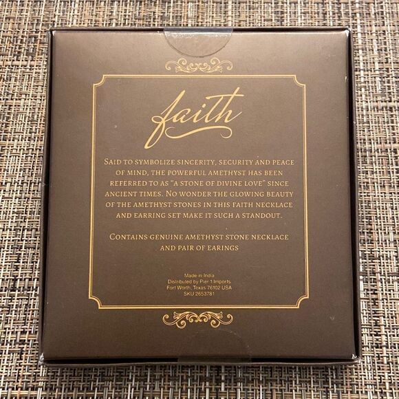 Pier 1 Imports Genuine Amethyst Stone Necklace and Earrings Set New in Box - Picture 6 of 8